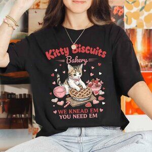 Kitty Biscuits Bakery T-Shirt, Funny Cat Making Biscuits Tee